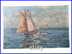 Huile sur Toile Décor Marin Fin XIXème Huile sur Toile Décor Marin Fin XIXème