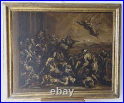 Huile sur Toile École Veneta Xvii Siècle 1600 Le Strage des Agneaux 70 X 56 CM