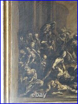 Huile sur Toile École Veneta Xvii Siècle 1600 Le Strage des Agneaux 70 X 56 CM