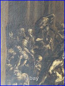 Huile sur Toile École Veneta Xvii Siècle 1600 Le Strage des Agneaux 70 X 56 CM