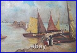 Huile sur Toile Fin XIXème Début XXème Décor Marin