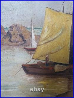 Huile sur Toile Fin XIXème Début XXème Décor Marin