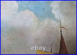 Huile sur Toile Fin XIXème Début XXème Décor Marin