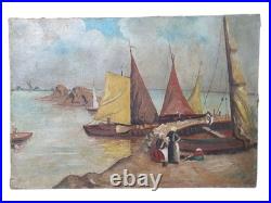 Huile sur Toile Fin XIXème Début XXème Décor Marin