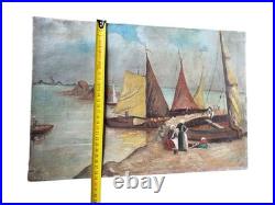 Huile sur Toile Fin XIXème Début XXème Décor Marin