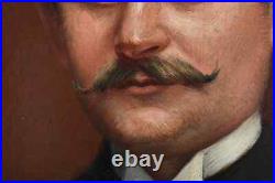 Huile sur Toile Portrait d'homme à la moustache Ecole Française XIXème