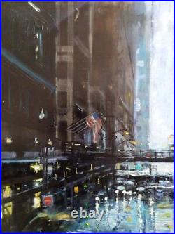 Huile sur toile 100 Cm X 70 Cm Cm signée Cousin. New York Subway