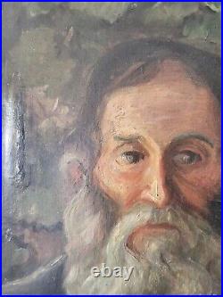 Huile sur toile 1928 Rabbin Juif Judaica Jewish Lévy Aaron signé, sinagogue