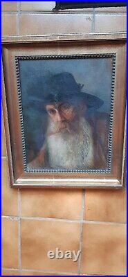 Huile sur toile 19ème portrait d'homme à la moustache rousse