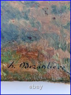 Huile sur toile 5P XIX paysage de forêt XIX arbre bouleau signé tableau ancien Huile sur toile 5P XIX paysage de forêt XIX arbre bouleau signé tableau ancien