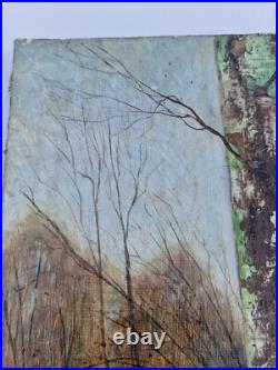 Huile sur toile 5P XIX paysage de forêt XIX arbre bouleau signé tableau ancien Huile sur toile 5P XIX paysage de forêt XIX arbre bouleau signé tableau ancien