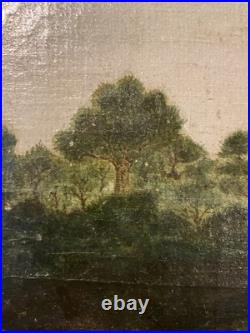 Huile sur toile Art populaire Ecole Française XVIII-XIXe Famille dans leur ferme Huile sur toile Art populaire Ecole Française XVIII-XIXe Famille dans leur ferme
