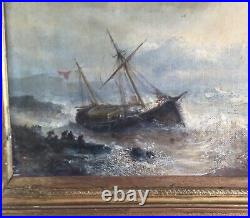 Huile sur toile. CLAYS Jean-Paul. (1819-1900). Marine. Scène de naufrage
