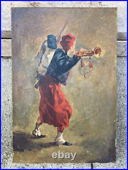Huile sur toile Clairon zouave XIXe 33 X 22 Cm Attribuable à Isidore Pils