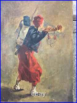 Huile sur toile Clairon zouave XIXe 33 X 22 Cm Attribuable à Isidore Pils