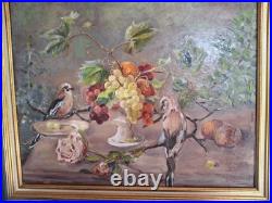 Huile sur toile Contemporain Oiseaux Fruit