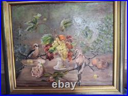 Huile sur toile Contemporain Oiseaux Fruit