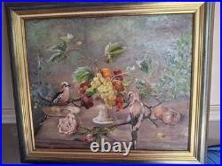 Huile sur toile Contemporain Oiseaux Fruit