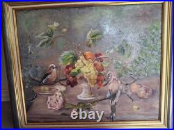 Huile sur toile Contemporain Oiseaux Fruit