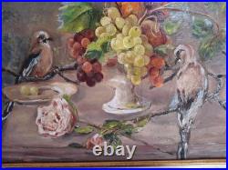 Huile sur toile Contemporain Oiseaux Fruit