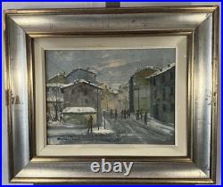 Huile sur toile École Italienne XXe vue de Milan signature en bas à gauche
