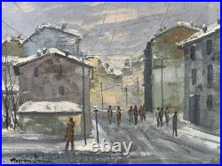 Huile sur toile École Italienne XXe vue de Milan signature en bas à gauche