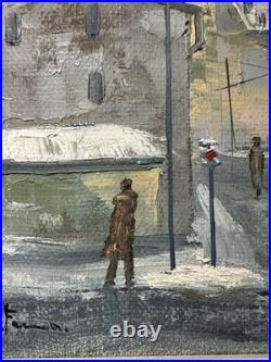 Huile sur toile École Italienne XXe vue de Milan signature en bas à gauche