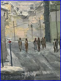 Huile sur toile École Italienne XXe vue de Milan signature en bas à gauche