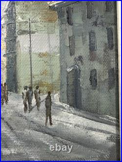 Huile sur toile École Italienne XXe vue de Milan signature en bas à gauche