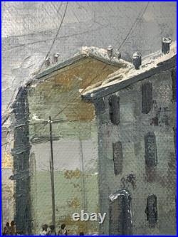 Huile sur toile École Italienne XXe vue de Milan signature en bas à gauche