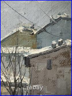 Huile sur toile École Italienne XXe vue de Milan signature en bas à gauche