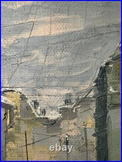 Huile sur toile École Italienne XXe vue de Milan signature en bas à gauche