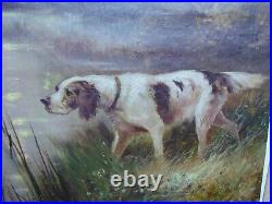 Huile sur toile Eugene Petit (1839 1886) chien setter 48.560 cm