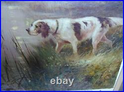 Huile sur toile Eugene Petit (1839 1886) chien setter 48.560 cm