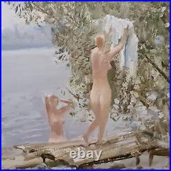 Huile sur toile Les baigneuses de Oleg Marouchkine Etude n°22 Datée 1992