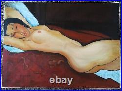 Huile sur toile Nu allongé -MODIGLIANI- Reclining Nude (reproduction 81,5x60 cm)