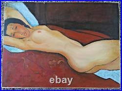 Huile sur toile Nu allongé -MODIGLIANI- Reclining Nude (reproduction 81,5x60 cm)