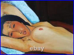 Huile sur toile Nu allongé -MODIGLIANI- Reclining Nude (reproduction 81,5x60 cm)