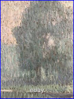 Huile sur toile Paysage Pointilliste 1916 Signée en bas à gauche
