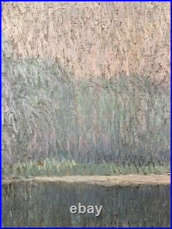 Huile sur toile Paysage Pointilliste 1916 Signée en bas à gauche