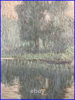 Huile sur toile Paysage Pointilliste 1916 Signée en bas à gauche