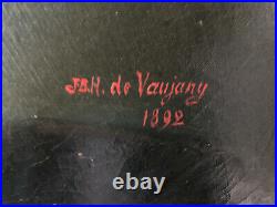 Huile sur toile Portrait XIX Comtesse de Vaujany 1892 Ancien tableau 78X67cm