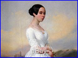 Huile sur toile Portrait jeune fille Signé Jules Gardel XIXème Circa 1830