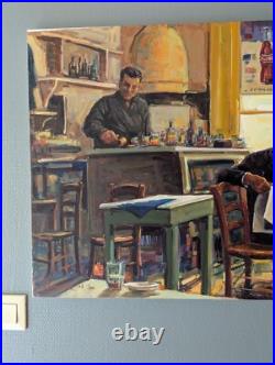 Huile sur toile Un prêtre orthodoxe lisant à l'intérieur d'un café Huile sur toile Un prêtre orthodoxe lisant à l'intérieur d'un café