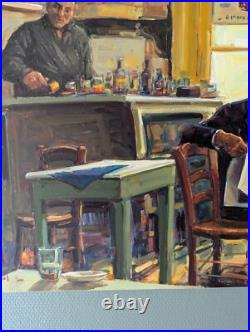 Huile sur toile Un prêtre orthodoxe lisant à l'intérieur d'un café Huile sur toile Un prêtre orthodoxe lisant à l'intérieur d'un café