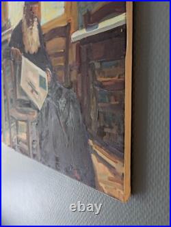 Huile sur toile Un prêtre orthodoxe lisant à l'intérieur d'un café Huile sur toile Un prêtre orthodoxe lisant à l'intérieur d'un café