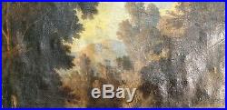 Huile sur toile XIX eme siècle signé BLANCHARD paysage sous bois animé