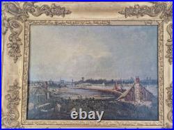 Huile sur toile XIX paysage marin tableau ancien cadre doré antique frame Huile sur toile XIX paysage marin tableau ancien cadre doré antique frame