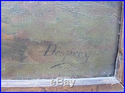 Huile sur toile XIXe impressionnisme signé Desprey moutons Berger en biaude