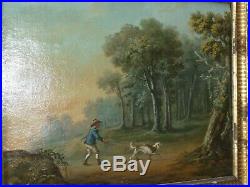 Huile sur toile XVIII peinture XVIII chasse a cour XVIII Bertaux 1774 tableau